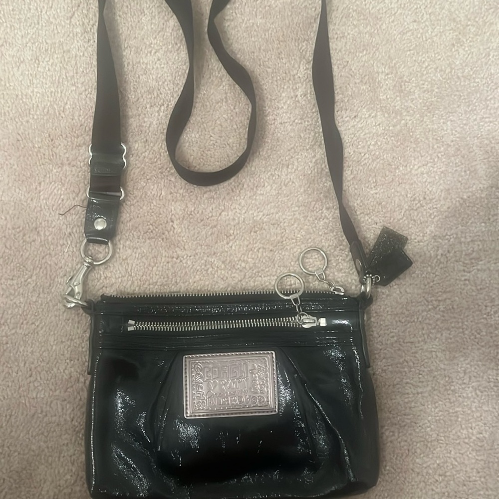 Coach Vintage Black Patent Poppy Crossbody Purse